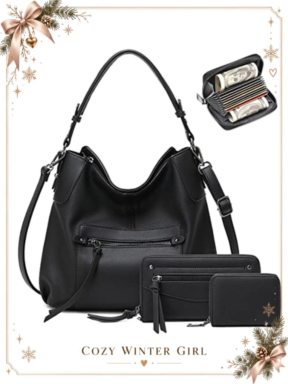 Hobo Shoulder Bag for Women Vegan Leather Crossbody Handbag